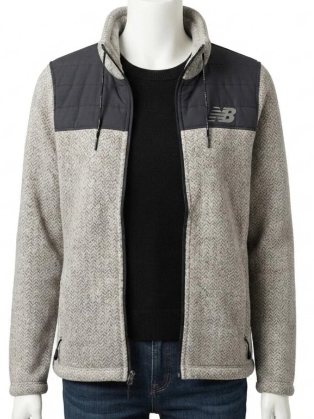 New Balance Women's Large Jacket Full Zip Fleece Herringbone Performance Coat